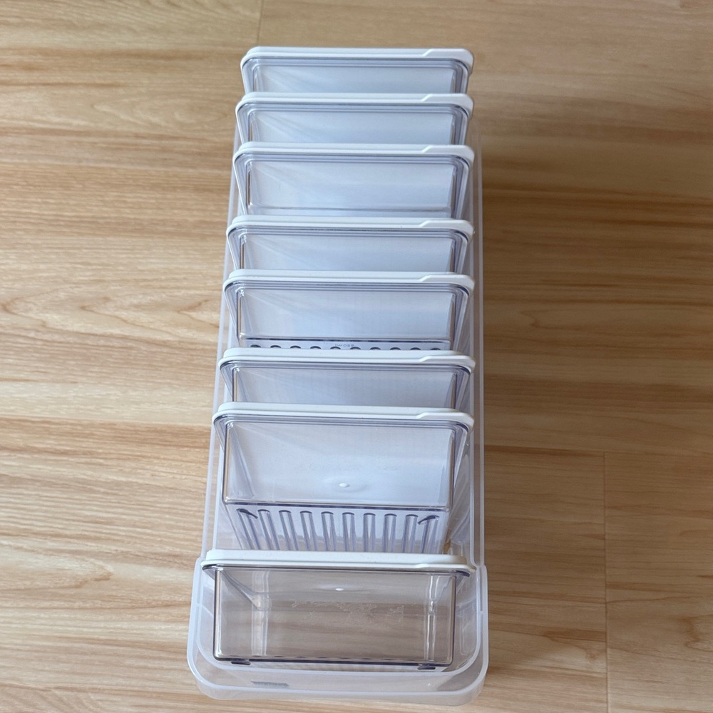 K-Clear White Stackable fridge/freezer containers - Multi-Compartment Storage